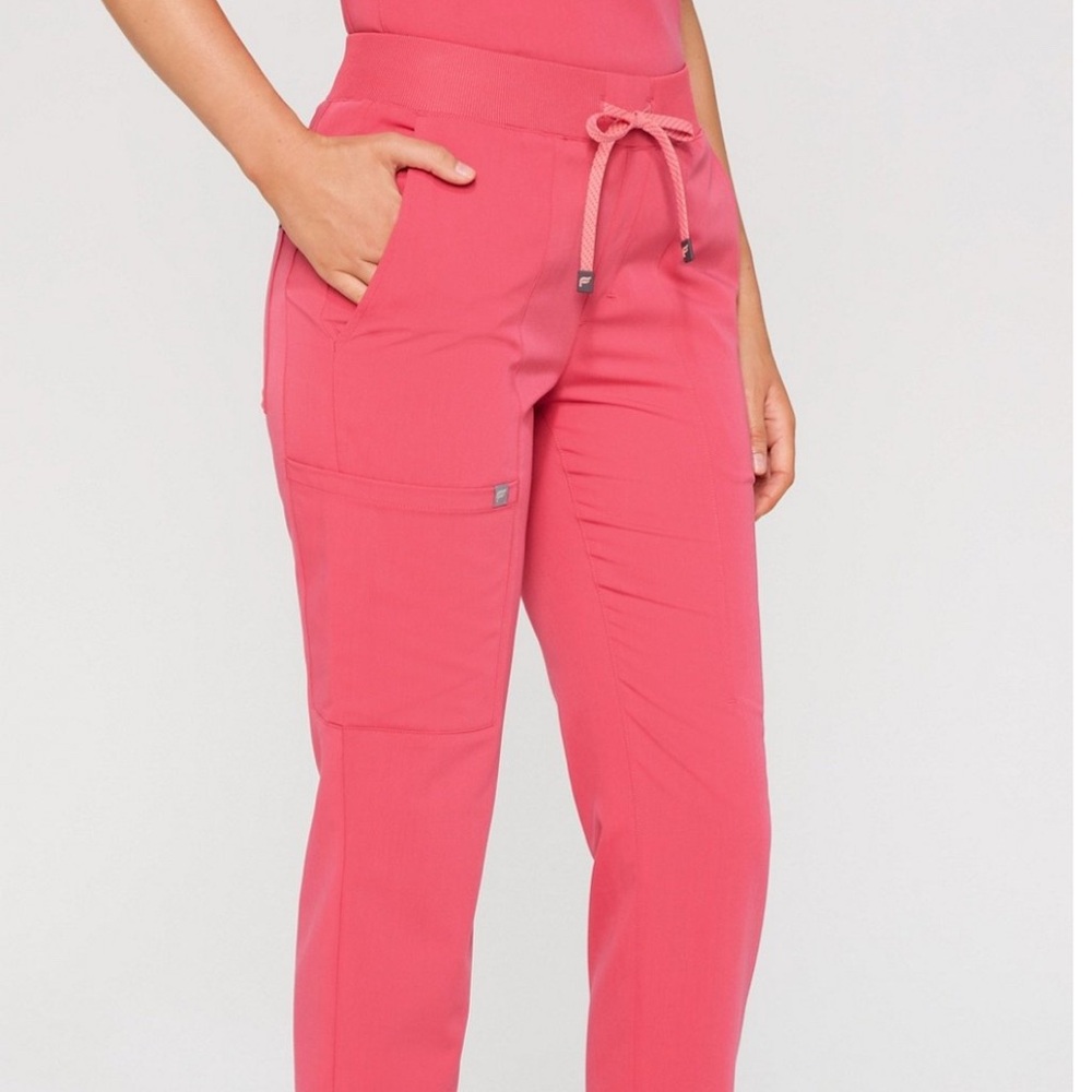 Fabletics Pink Drawstring Scrub Pants and Top